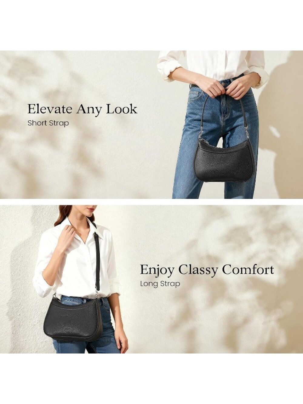 Women's Black Genuine Leather Fashion Anti Theft Trendy Purse with RFID Handbag - Picture 3 of 6